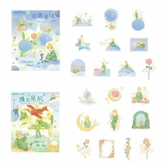 Imagem do Kit com 30 Adesivos Decorativos O Pequeno Principe The Little Prince com Detalhes em Foil Dourado