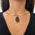 Choker com pingente de pedra natural folheada em ouro 18k - comprar online