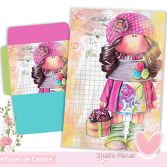 Papéis de Carta Boneca Russa (04 Papéis e 02 Envelopes)