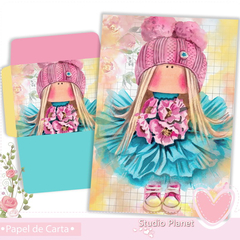 Papéis de Carta Boneca Russa (04 Papéis e 02 Envelopes)