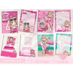 Papel de Carta Barbie (8 Modelos - Ilustrados e Pautados)