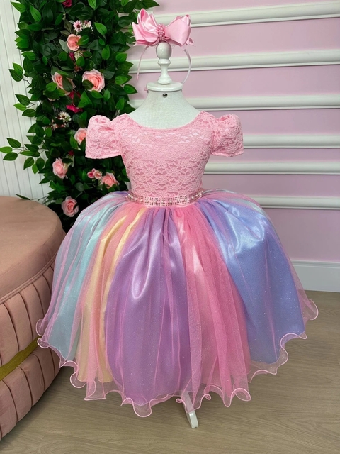 Vestido Princesa Belli Borboletas Rosa Bebe - Petecolá kids