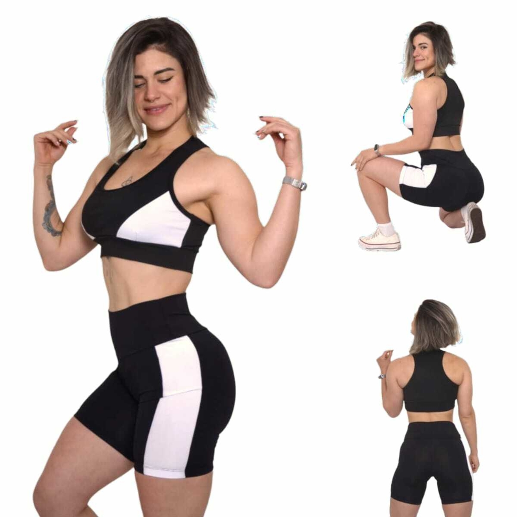 Kit Conjunto Short Legging Feminino Suplex Fitness + Top Academia