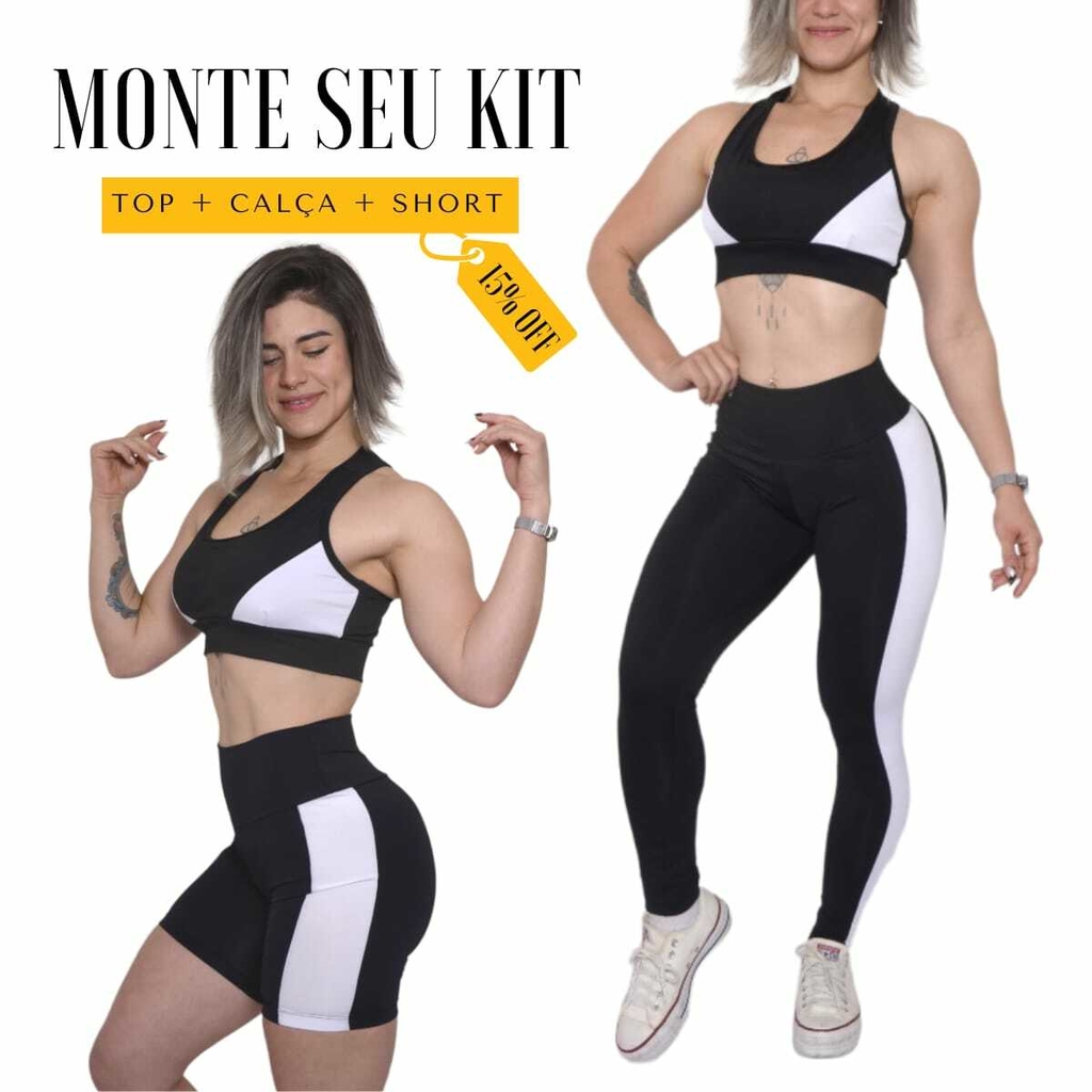 Conjunto Academia Top e Short Cintura Alta Levanta Bumbum Suplex Fitness Feminino  Academia - Corre Que Ta Baratinho