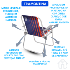 Cadeira Alta Praia Samoa Azul/Laranja Tramontina - comprar online