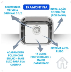 Cuba Tramontina Perfecta 40x34x14 Polida Ref: 94050/407 C/ Sifão - comprar online