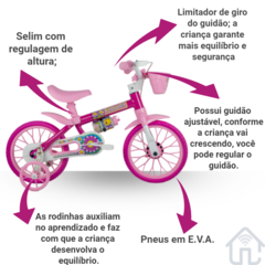 Bicicleta Infantil Nathor Aro 12 Flower Rosa Com Cesta e Rodinhas - comprar online