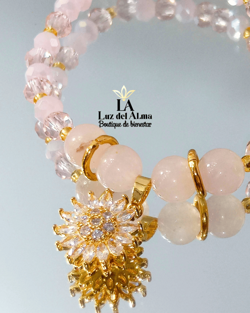 Pulsera ROSE - Cuarzo rosa y acero inoxidable – Lunaki Design