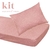 Jogo de lençol solteiro com lençol e fronha rosa com detalhes em branco