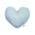 Almofada em formato de coração na cor azul claro com detalhes em branco