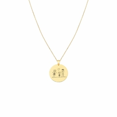 Colar medalha personalizado com desenho Banho ouro 18k - Oluche Semijoias personalizadas