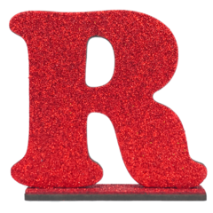 Letra "R" Mdf com Glitter Vermelho