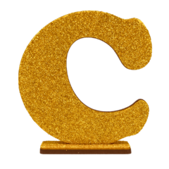 Letra "C" Mdf com Glitter Dourado