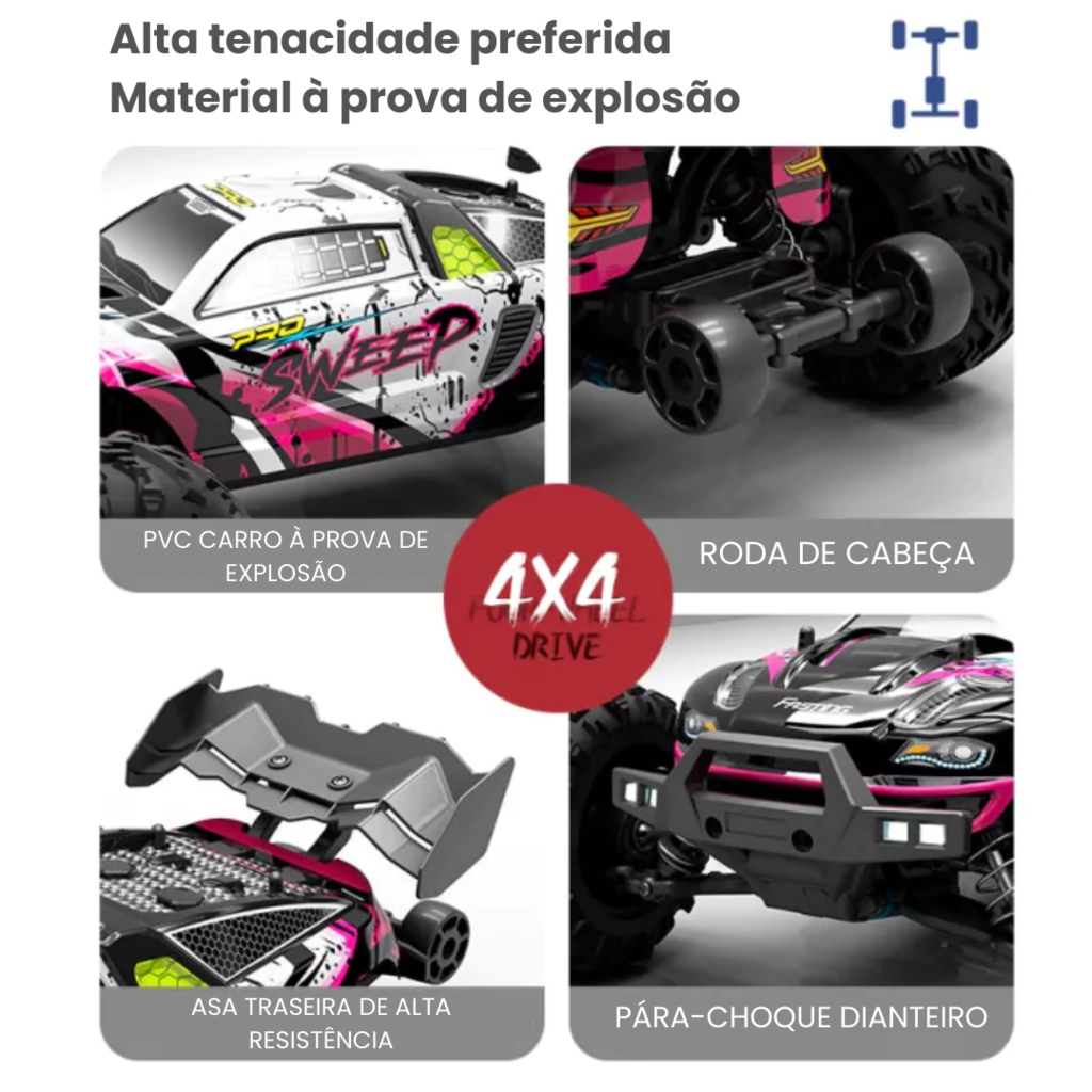 Nica Utilidades e Presentes - Carrinho Controle Remoto 4x4 Monster