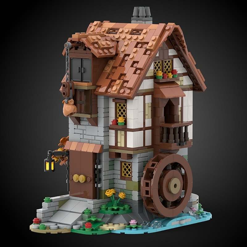 Moc medieval moinho de vento blocos de construção kit moinho de