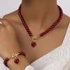 Set collar y pulsera perla roja