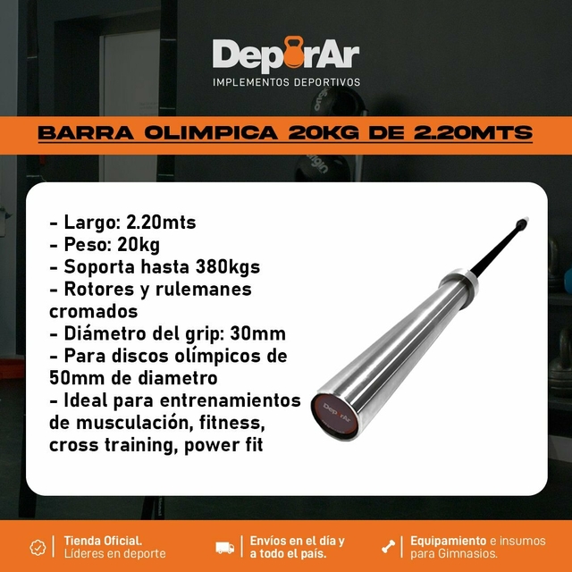 Barra Olimpica 20 Kg + Discos Olimpicos
