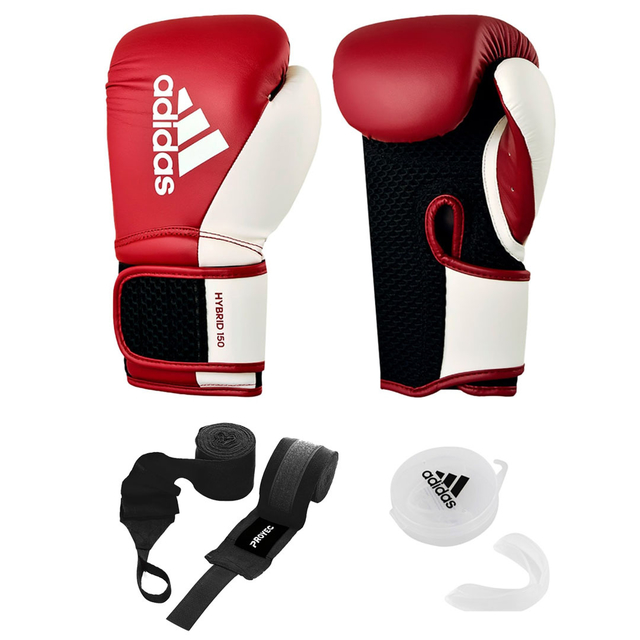 Kit Boxeo Guantes Adidas Hibryd 150 + Vendas + Bucal