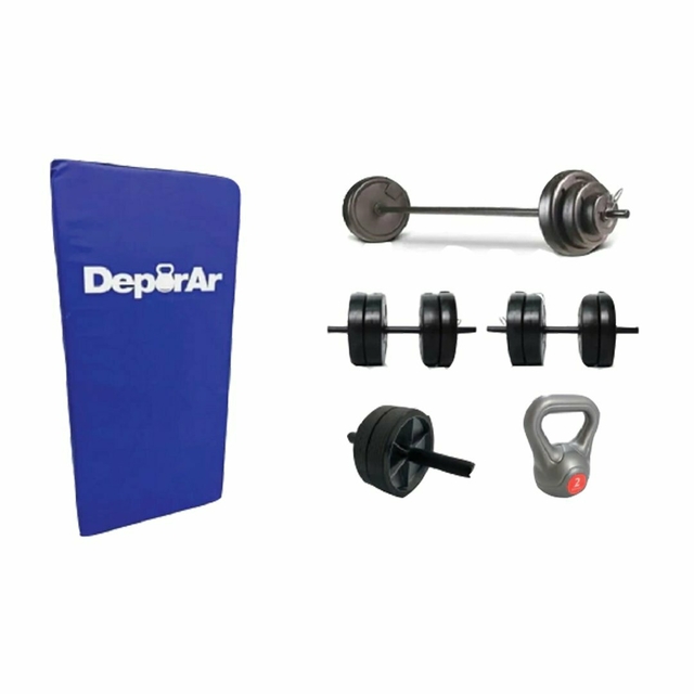 Kit Set Barra + 2 Mancuernas + Disco 24kg Pesa Entrenamiento