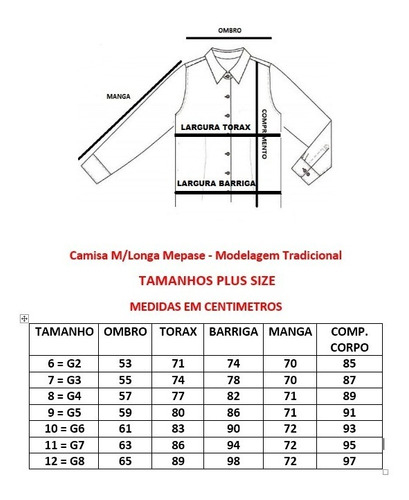 Camisa Social Plus Size Manga Longa Mepase Ref. 5169 Mod