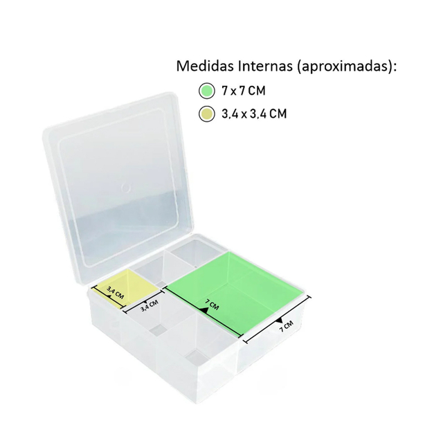 Caixa Mini Organizadora 6 Divisórias Transparente | JM Embalagens par