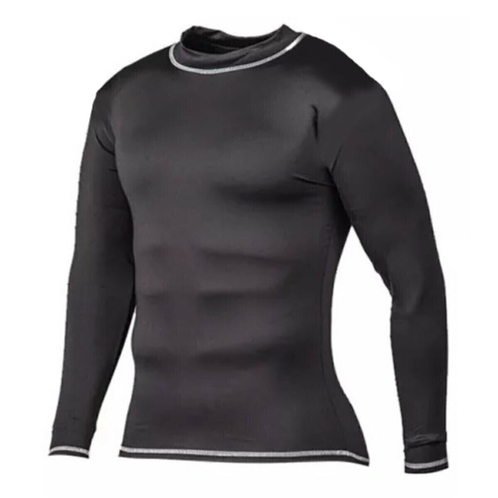 Remera Termica Manga Larga Adulto Negra Flash