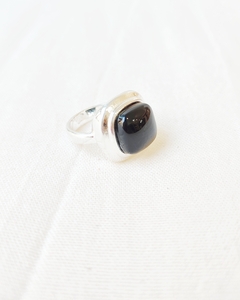 Anillo Obsidiana mini cuadrado