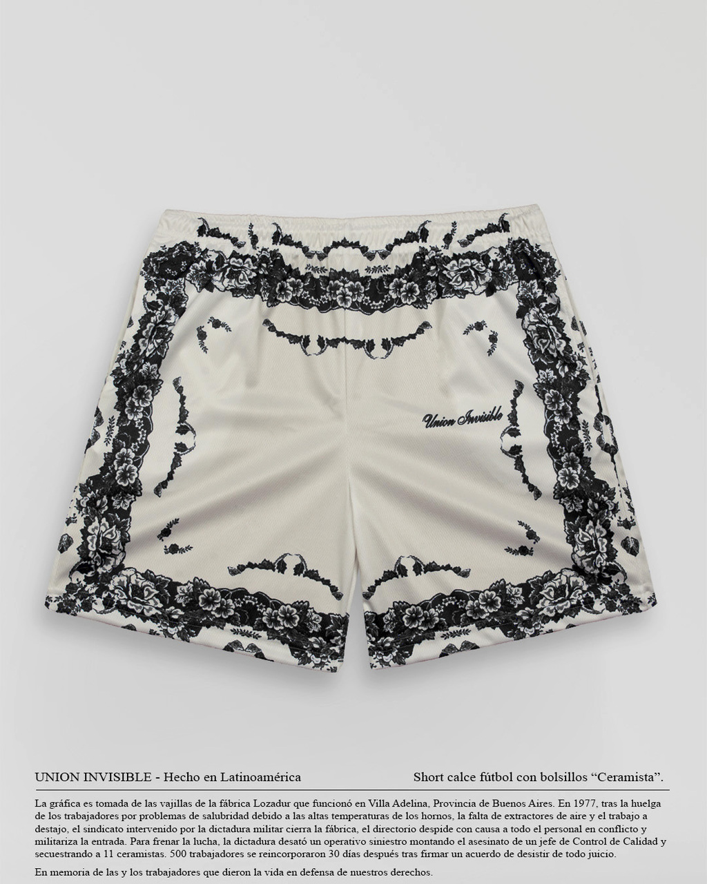 Short de futbol Ceramista Negro Union Invisible
