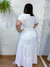 Vestido longo decote em V Paloma botão branco - loja online