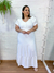 Vestido longo decote em V Paloma botão branco na internet