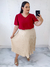 Blusa manga princesa decote v plus size duna vermelha - comprar online
