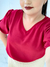 Blusa manga princesa decote v plus size duna vermelha na internet