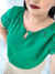 Blusa borbdados mini decote verde crepe se seda - comprar online