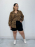 Camisa social crepe com elástico nas mangas animal print - Moda Plus Size - Zeona Moda