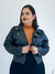 Jaqueta em material sintético com fechamento transversal em ziper, plus size preto - comprar online