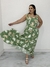 Vestido plus size alça grossa verde estampado - loja online