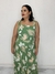 Vestido plus size alça grossa verde estampado - comprar online