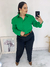 Camisa em crepe manga bufante verde bandeira - comprar online