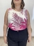 Blusa regata em viscose drapeado no busto estampada Brenna - Moda Plus Size - Zeona Moda