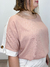 Blusa em viscose com detalhe linho Zaira bege - Moda Plus Size - Zeona Moda