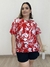 Blusa em viscose mini decote em V estampada vermelha na internet