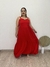 Vestido em viscose longo decotem em formato de coração com alça ajustável vermelho Juliana