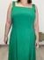 Vestido Midi em viscose de alça decote quadrado com fenda Laís verde - loja online