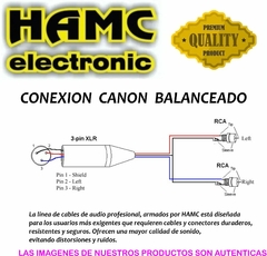 CABLE ADAPTADOR CANON XLR MACHO BALANCEADO A DOS RCA LOW NOISE PREMIUM HAMC - comprar online