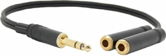 Cable Adaptador TRS / PLUG 1/4 Estereo a 2 TRS / PLUG 1/4 Estereos Bañado en Oro HAMC