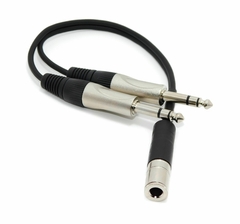 Cable Adaptador Plug 1/4 Hembra a Dos Plug Estereo Macho Metalico Premium - comprar online