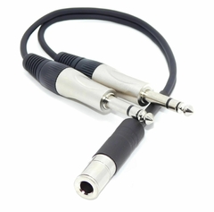 Cable Adaptador Plug 1/4 Hembra a Dos Plug Estereo Macho Metalico Premium