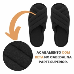 Pantufa Feminina Modelo X Preto - Meu Céu Pantufas - Loja De Pantufas Femininas e Masculinas