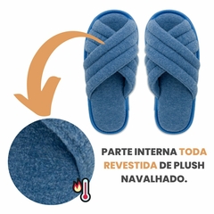 Pantufa Feminina Modelo X Azul na internet