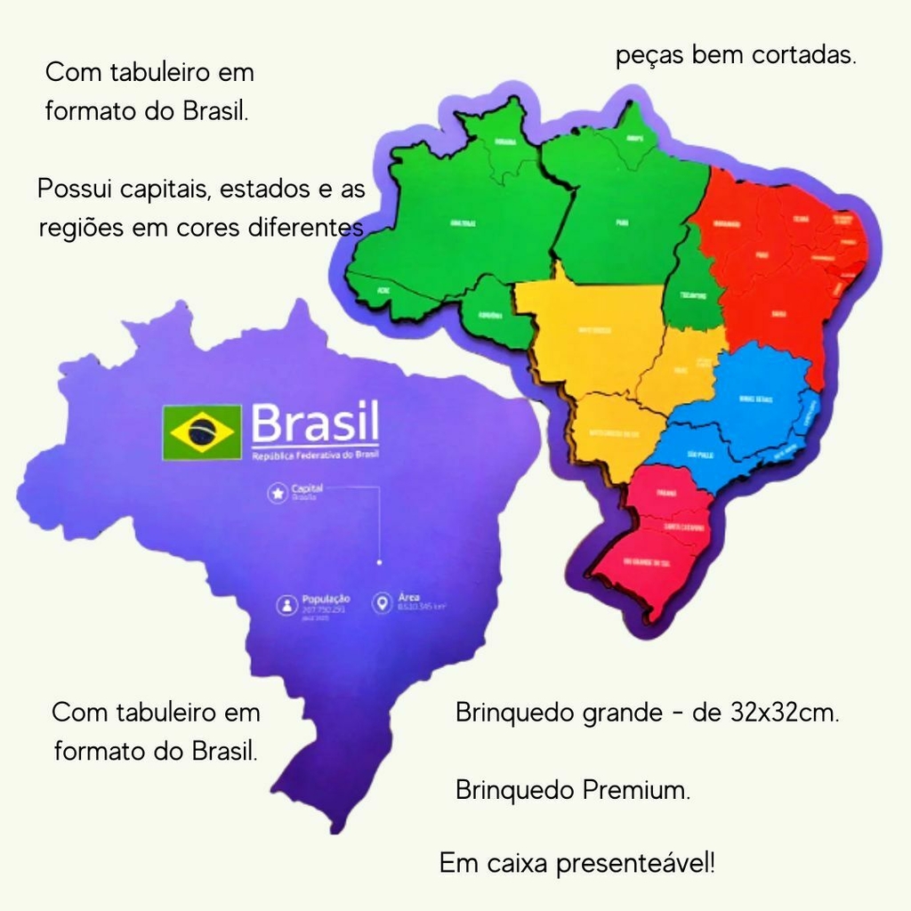 QUEBRA-CABEÇA MAPA REGIÕES DO BRASIL MD - Editora Sobre Tudo